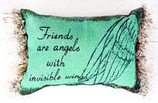 Manual 12.5 x 8.5-Inch Decorative Embroidered Word Pillow with Fringe, Friends are Angels