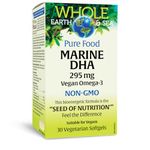 Natural Factors Whole Earth & Sea® Pure Food Marine DHA Vegan Omega-3 300 mg 30 Vegetarian Softgels, Proudly Canadian