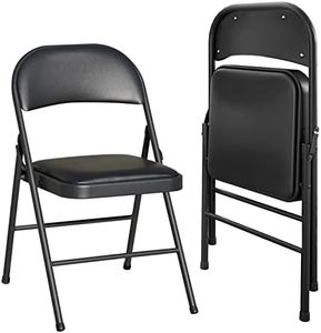 KAIHAOWIN Folding Chairs 2 Pack Vinyl Padded Seat Easy Storage-Stackable Morden Commercial Seat with Powder-Coated Metal Frame Heavy Duty Foldable Chairs for Indoor Office