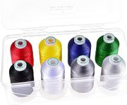 New brothread - 20 Options - 8 Snap Spools of 1000m Each Polyester Embroidery Machine Thread with Clear Plastic Storage Box for Embroidery & Quilting - Basic Color