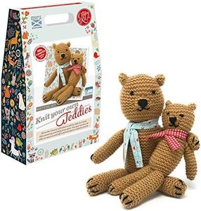 The Crafty Kit Company Mummy & Baby Bear DIY Knitting Craft Kit for Beginners – Made in The UK