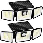 INCX Solar Outdoor Lights with Motion Sensor, 3 Heads Security Lights Solar Powered, 156 LED Flood Light Spotlight IP65 Waterproof 2 Pack