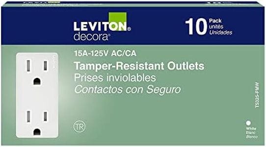 Leviton 15A 125V Tamper Resistant Decora Receptacle in White (10-Pack)
