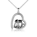 Penguin Necklace Penguin Gifts 925 Sterling Silver Hugging Penguins Cute Animal Jewellery for Women Sister Girls