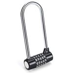 Cluckyu 5 Digit Combination Alloy Padlock, Resettable, for Gym, School, Outdoor Locker, U-Shaped Shackle, Black