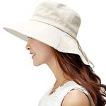 Comhats Sun Hats Women UV Protection Wide Brim Hats with Neck Protection Ladies Summer Hats UPF 50 Cotton Sunhats Safari Gardening Hat Packable Beige M