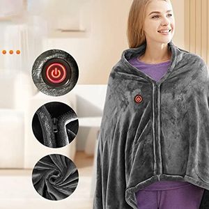 USB Heated Blanket Shawl,Wearable Electric Blanket with 3 Heating Levels Heated Electric Throw Blanket,Wearable Portable Throw Poncho Wrap for Shoulder and Neck, Machine Washable, 59x 33.5inch(#1)