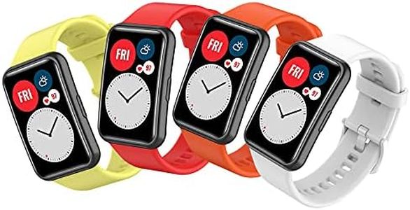 SenMore Pack of 4 Bracelets Compatible with Huawei Watch Fit/Watch Fit New/Watch Fit Elegant Replacement Bands Silicone Band Sports Bracelets Bracelet for Women Men Smartwatch Accessories
