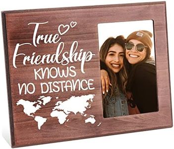 FINGERINSPIRE True Friendship Knows No Distance Cornice portafoto 10x15 cm a lunga distanza per regali dell'amicizia Cornici per amici ricordi, cornice in legno da appendere e da tavolo per la laurea
