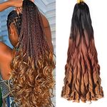 22 inch French Curly Braiding Hair 8 Pack Loose Wavy Spiral Curl Braids Crochet Hair Deep Wave Synthetic Extensions Pre Stretched Bouncy Braiding Hair (22 inch, 1B/33/30)