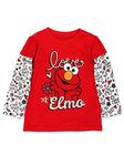 Sesame Street Elmo Girls Long Sleeve Tee (2T, Red)