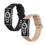 kwmobile Straps Compatible with Huawei Band 10/9 / 8 Straps - 2X Replacement Silicone Watch Bands - Dark Blue/Dusty Pink