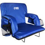 Brawntide Portable Stadium Seat Chair - Extra Thick Padding, Adjustable Bleacher Strap, Shoulder Straps, 4 Pockets, Water Resistant, Ideal for Sporting Events, Beaches, Parks, Camping (Blue)