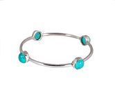 Shyle 925 Sterling Silver Bangle/Bracelet, Essence Turquoise Bangles,Well Stamped with 925,Traditional Silver Jewellery, Handcrafted Silver Oxidized Bangle/Bracelet, Womens Accessory (2'6)