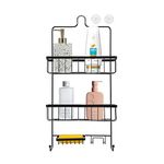 Anko Bathroom Organizer|3-Layer Bathroom Shelf for Wall|Rust-Proof Hanging Shower Caddy|Bathroom Shelf Organizer | Black | 24 Inches (H), Iron with Powder Coating and Polypropylene (PP)