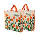 DOUBLE R BAGS Reusable Multi-Purpose Shopping Bags With Handles For Kitchen Essentials, Grocery And Vegetable (Pack Of 2, Unisex-Adult, Shopper Tote, White)