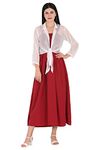 Milkyway Women Fashionable Maxi Dress and White booti Shrug Set (Red_S)