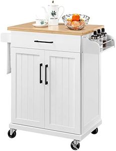 Yaheetech Carrello da Cucina con Ruote Cassetto Carrellino Portaoggetti di Servizio Multiuso Salvaspazio a 2 Ante Moderno Porta Microonde 91,5 x 66 x 45,5 cm