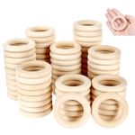 100 Pieces Wooden Rings, Natural Unfinished Circles, Wooden Craft Rings for Craft, Ring Pendant and Connectors Jewelry Making (55mm)