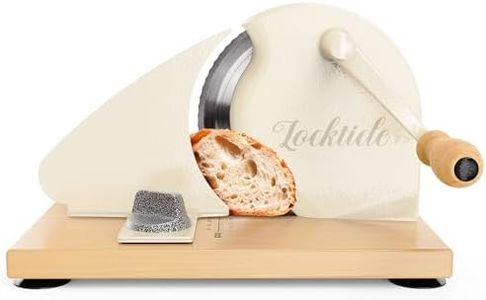 LockTide Manual Bread Slicer for Homemade Sourdough Bread, Hand Crank Bread Slicer With Scale Line, Suction Cup and Protective Cover, Adjustable Thickness
