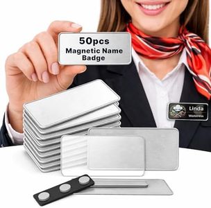 CiLoN Magnetic Name Badge with Clear Acrylic Cover. DIY Customizable 1.5" x 3" Round Corners. Reusable Magnetic Name Tags for Hotels, Restaurants, Schools, Stores & Teams. (50, Silver, Big: 1.5" x 3")
