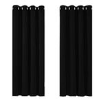 Deconovo Blackout Curtains Bedroom Super Soft Thermal Insulated Curtains Blackout Eyelet Blackout Curtains for Living Room 46 x 54 Inch Black 2 Panels