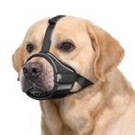 OneTigris Dog Muzzle,Soft Nylon Muzzle Anti Biting Barking Chewing,Adjustable Air Mesh Breathable Mesh Medium Dog Muzzle Allows Panting Drinking(Black, XL)