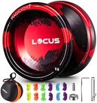 MAGICYOYO Responsive Yoyo for Kids, Professional Yoyo V6 Locus, Dual Purpose Metal Yo Yo with Unresponsive Yoyo Bearing for Replacement, Trick Yoyo with 5 yoyo Strings, Remover, Yo-Yo Bag, (Black Red)