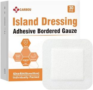 [4''x4''-30count] Carbou Island Dressing Bordered Gauze Sterile Individually Wrapped Gauze Pads,Highly Absorbent Adhesive Dressing Pad,Soft and Breathable Wound Dressing for Wound Care