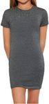SHENHE Girl's Basic Short Sleeve Crew Neck Bodycon T Shirt Pencil Mini Dresses Dark Grey 8Y