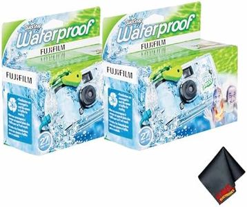FUJIFILM QuickSnap 800 Waterproof 35mm One-Time-Use Disposable Camera (2X 27 Exposures) Bundle with Microfiber Cleaning Cloth