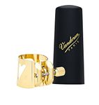 Vandoren LC06P Optimum Ligature and Plastic Cap for Soprano Saxophone Gilded with 3 Interchangeable Pressure Plates, Black