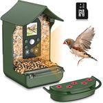 Cozion Smart Bird Feeder with Camera, 1080P Bird Feeders Camera, Auto Capture Photo&Video, Night Vision Bird Camera and Built-in Microphone with Hummingbird Feeder, PIR Motion Sense Birds Green-32GB