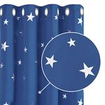 Deconovo Blackout Curtains Kids Star Printed Thermal Insulated Blackout Curtains for Livingroom 52 x 63 Inch Blue 1 Pair