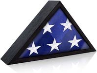 ASmileIndeep Flag Display Case for 3' x 5' American Flag, Military Flag Shadow Box with HD Glass and Wall Mount, Folded Triangle Flag Holder Frame for Veteran Not for Burial Flag (Black Walnut)