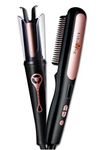 Urban yog MakeMeeBold Hair Straightener Brush & Automatic Hair Curler, Frizz Free Hair, Easy Two-Way Curling, Ceramic Coated, 5 Temperature Controls, 4 Curl Settings, Anti-Scald Design, 1200W, Black