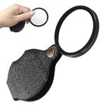 20X Pocket Magnifier,Mini Pocket Magnifier with 360 Rotating Protective Cover,Portable Handheld Magnifier Folding Pocket Magnifying Glass, for Reading, Crafts, Science Class, Hobby, Jewelry(Black)