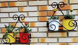 Dime Store Plant Stand Flower Pot Stand for Balcony Living Room Outdoor Indoor Plants Over The Balcony Grill Rack (Set of 2, Black)