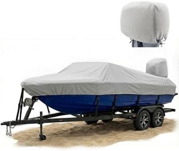 FOCEAN Boat Cover for 20–22ft Boats, 1200D Waterproof Heavy Duty Marine Tarp Gray Cover, Fits Bass, V-Hull, Tri-Hull, Runabout & Fish Ski Boats with Storage Bag