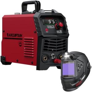 ARCCAPTAIN 55A Plasma Cutter Non-Touch Pilot ARC Plasma Cutting Machine + Large View 3.94" x 3.66" True Color Auto Darkening Welding Helmet with Light