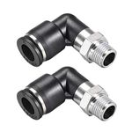 uxcell Push To Connect Tube Fitting Male Elbow 8mm Tube OD X 1/8 NPT Thread Pneumatic Air Push Fit Lock Fitting 2pcs