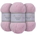 Utopia Crafts Velvet Lux Chenille Super Soft Chunky Yarn for Knitting and Crochet 3X 100g (Pink Swan)