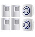 HommyFine Motion Sensor Alarm Detector, Wireless Visitor Door Entry Chime Alart with PIR Motion Sensor Detector and Plug-in Receiver for Business Home Office or Shop (4Sensors + 2Receivers)