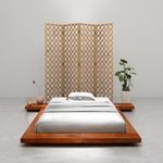 vidaXL Futon Bed Frame | Solid Acacia Wood | Japanese-Style | Single Bed | Polished & Lacquered | Suitable for 100x200 cm Mattress | Brown