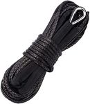 METOWARE Synthetic Winch Rope, 1/4" x 50ft 8500 LBS Winch Cable Line with Protective Sleeve Fits 4WD Off Road Vehicle UTV ATV SUV Truck (Black)