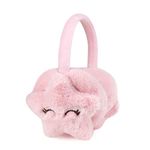 RUIXIA Boys Girls Winter Warm Earmuffs Cute Cartoon Footballs Pattern Earmuff Soft Comfy Plush Earmuff Outdoor Thermal Ear Muffs Ear Warmers Protectors (Pink -Star)