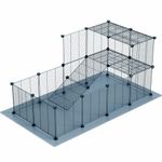 LURIVA Guinea Pig Cage with Mat, Small Animal Playpen with Mat, Pet Playpen, Rabbit Cage, Small Animal Cage, Puppy Dog Playpen, Indoor Outdoor Metal Wire Yard Fence,12 X 12 Inch, 24 Panels, Black