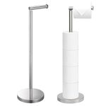 HOMEZI Toilet Roll Holder Free Standing with HEAVY BASE, Premium Toilet Roll Stand, Stainless Steel loo roll holder for Bathroom 2 in 1 Holder and Storage for 5 Rolls - Chrome