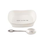 Mud Pie 46000116 Farmhouse Inspired Set with Spoon Vegetable Serving Dish, One Size, White