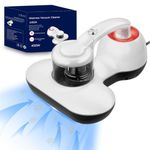 Hersven Mattress Vacuum Cleaner,16Kpa Anti Dust Mite Bed Vacuum Cleaner with 253.7nm UV-C Light | HEPA Filter | 60°C Heat | 12800 High-Frequency Vibrations Per/Min,for Bed,Sofa,Pillows and More,White